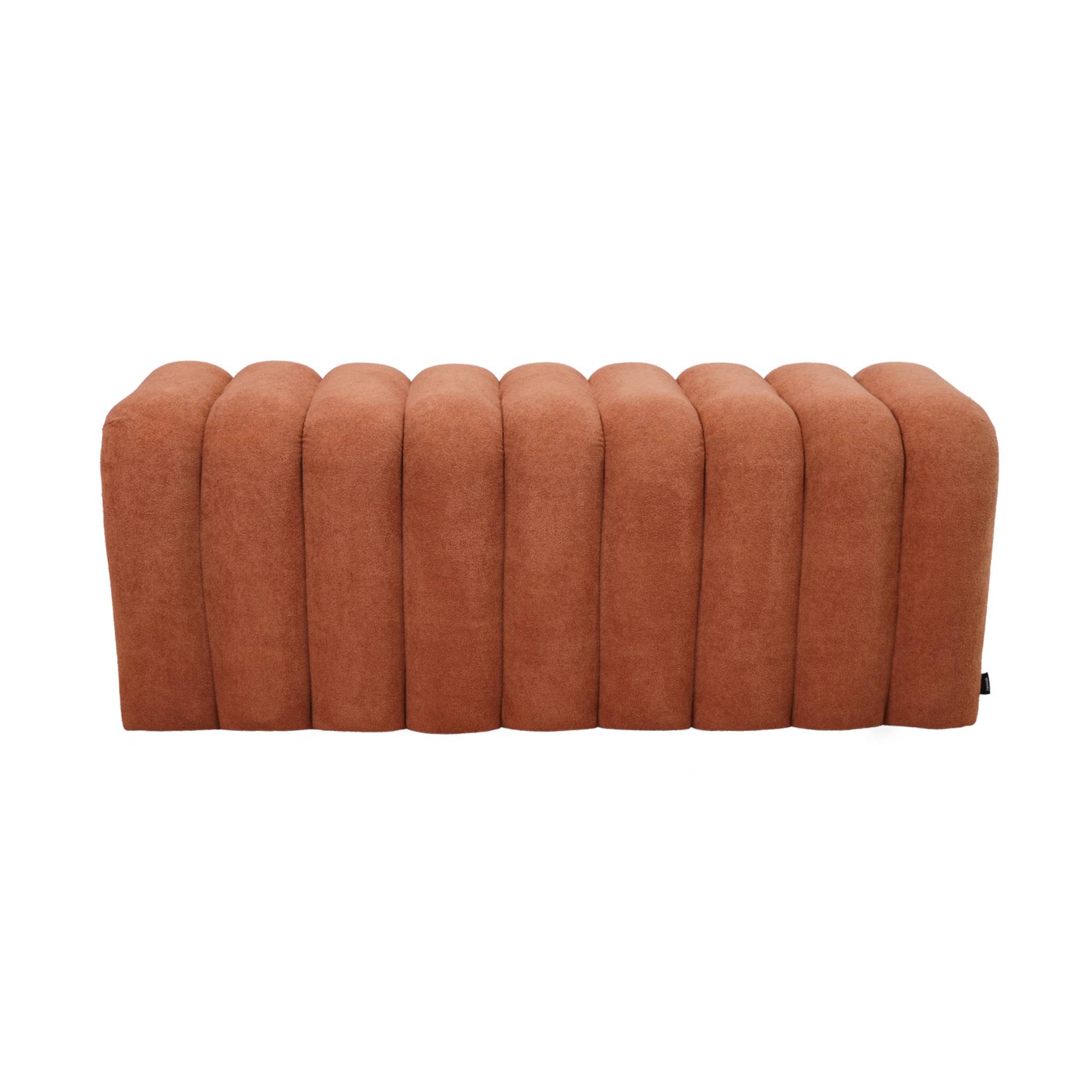 Banc. bout de lit blanc contemporain en tissu orange