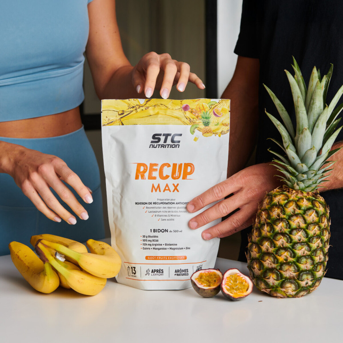 STC NUTRITION - Recup Max - Préparation pour boisson de récupération antioxydante - Goût Fruits Exotiques - Anti-Dopage - 13 bidons - 525 g
