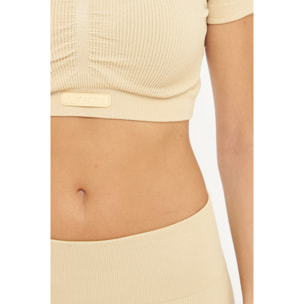 Maglia crop in nylon a maniche corte per yoga o allenamento Way