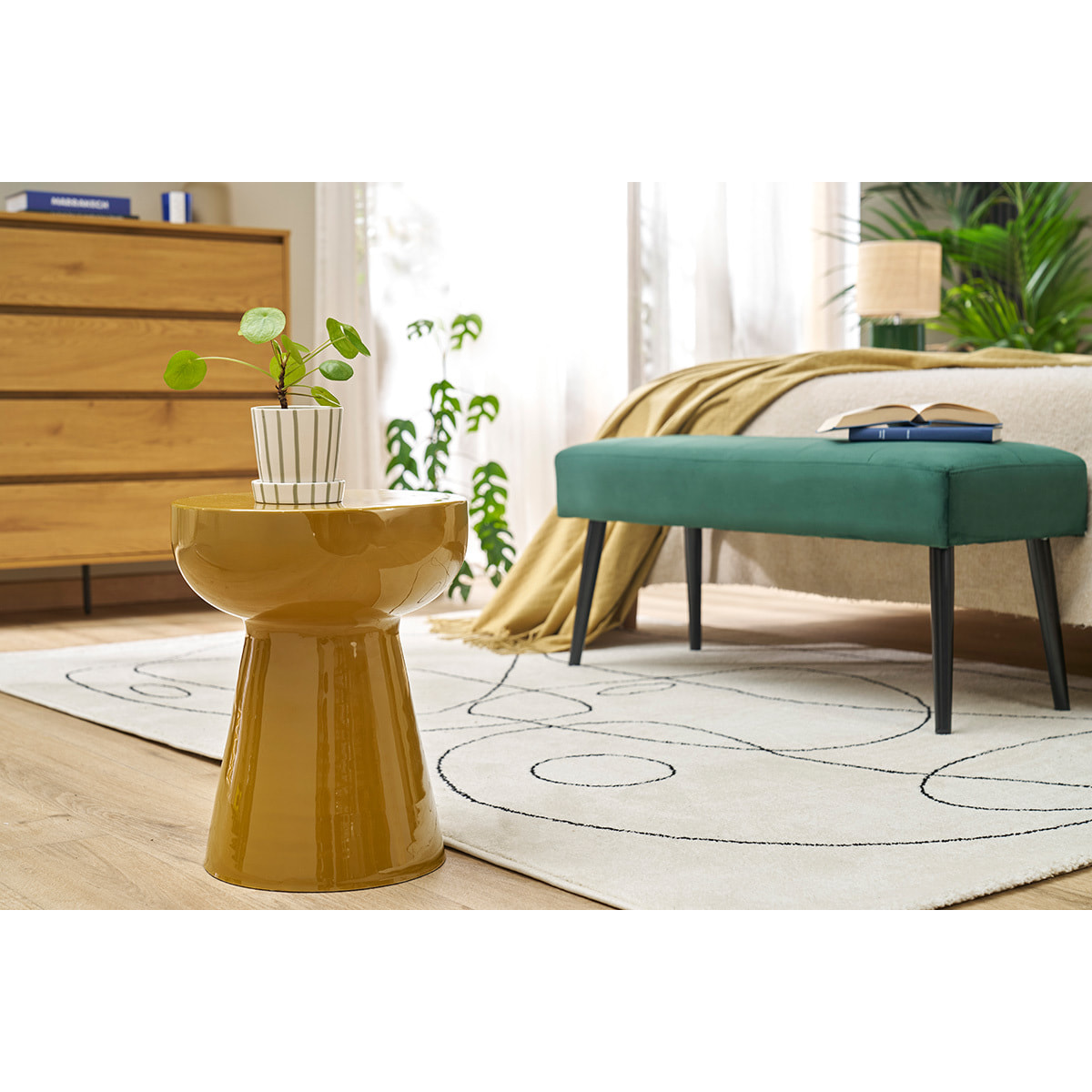 Table d'appoint ronde en métal émaillé bronze D34 cm MOGOU