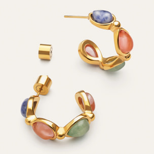 Orecchini Drop Stones Acciao Placcato Oro