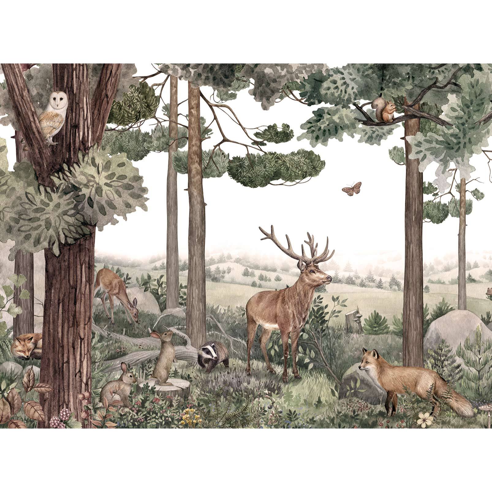 Papier peint a l'ombre du cerf Intissé