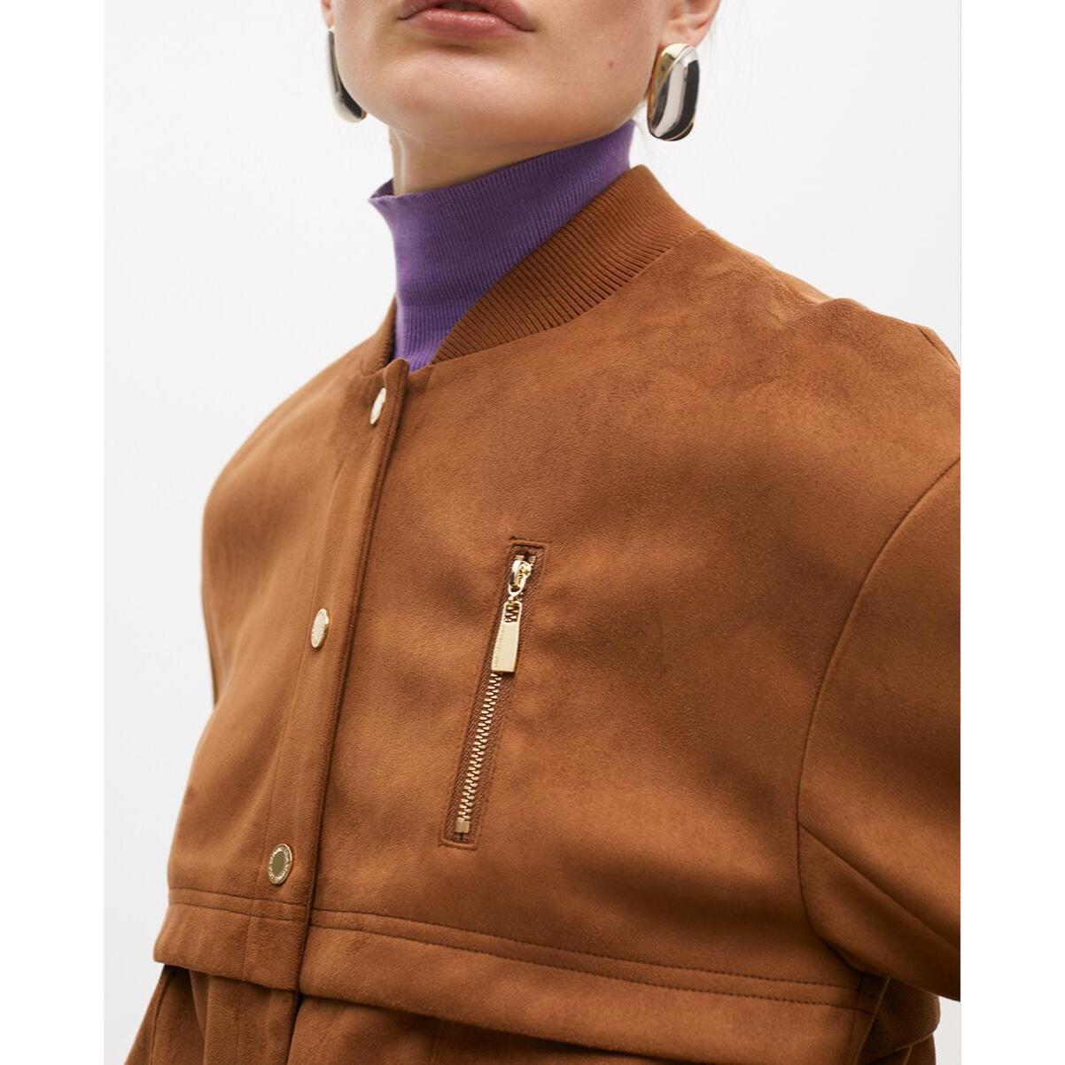 Giacca bomber in camoscio con dettaglio tasche