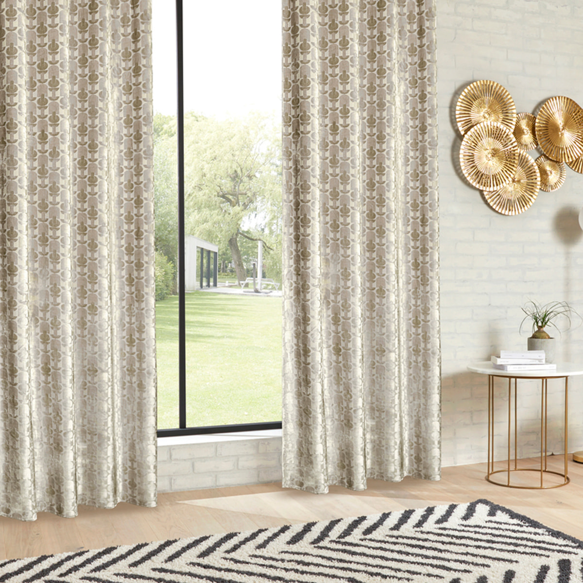 Rideau "Luna" jacquard velours lin 140x260cm