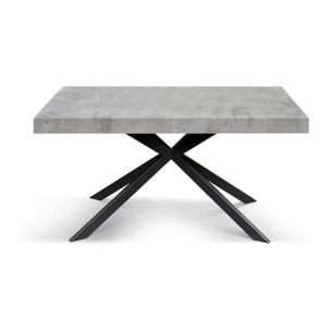 Tavolo CAMAIORE in legno, finitura grigio cemento e base in metallo verniciato antracite, allungabile 140x90 cm - 220x90 cm