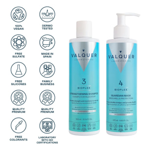 Valquer Pack Bioplex Nº3 y Nº4 - Champú Fortalecedor y Mascarilla Protectora - 575 ml