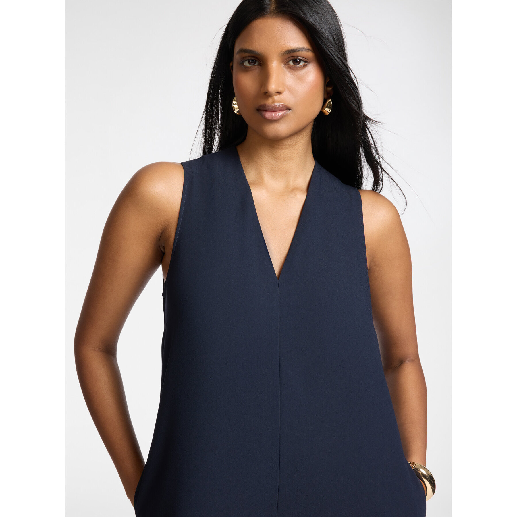 Elena Mirò - Tuta palazzo in crêpe enver satin - Blu