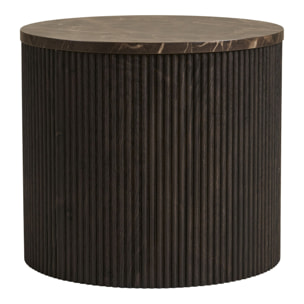 Tavolino da appoggio Rota effetto marmo marrone scuro con base a scanalature ø45 cm