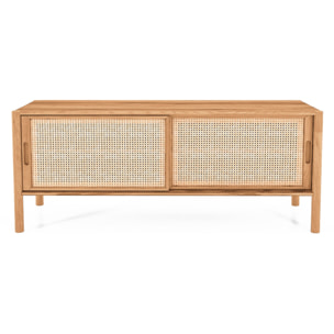 Meuble bas hêtre et canage sogno 142x46cm