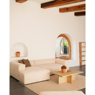 Mesa de centro de madera maciza en tono roble medio de 120x70cm Alto: 40 Largo: 120 Ancho: 70