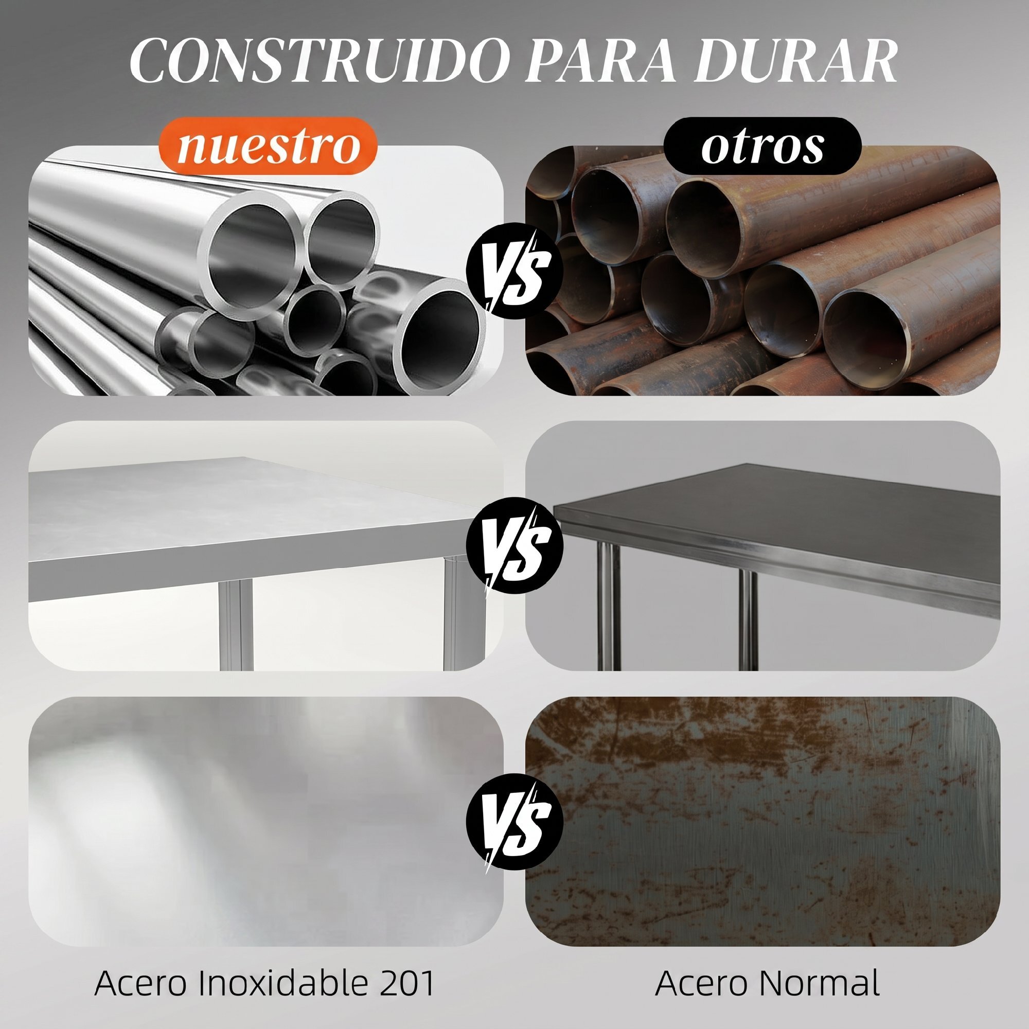 HOMCOM Mesa de Trabajo de Acero Inoxidable con 2 Estantes, Banco de Trabajo Taller Resistente para Cocina, Garaje, Carga 100 kg, 120x60x86 cm, Plata