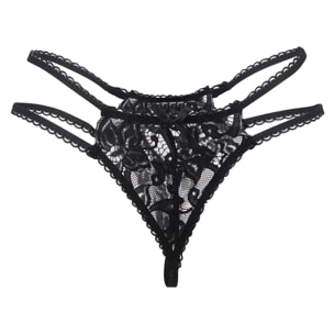 Conjunto Lencería de sujetador, tanga y liguero, Negro
