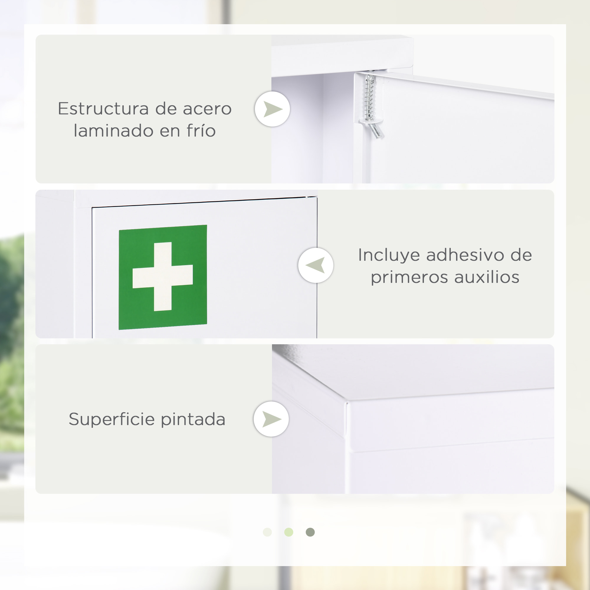 Armario Botiquín de Pared Armario de Medicinas de Acero Armario de Primeros con 2 Estantes de Almacenamiento y 2 Llaves para Baño 30x14x46 cm Blanco