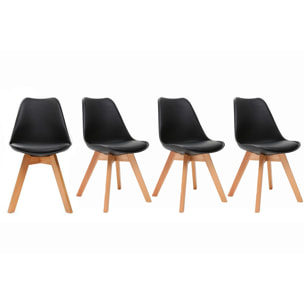 Chaises scandinaves noir et bois clair (lot de 4) PAULINE