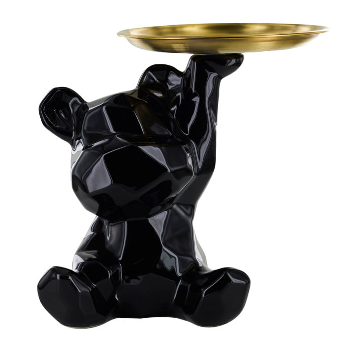 Statue Ourson Vide Poche Noir H12cm