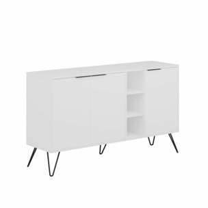 Credenza Dpenz, Buffet da soggiorno, Madia da salotto, Dispensa da cucina, 142x36h83 cm, Bianco