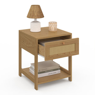 Tables de chevet Erin en cannage 1 tiroir - lot de 2