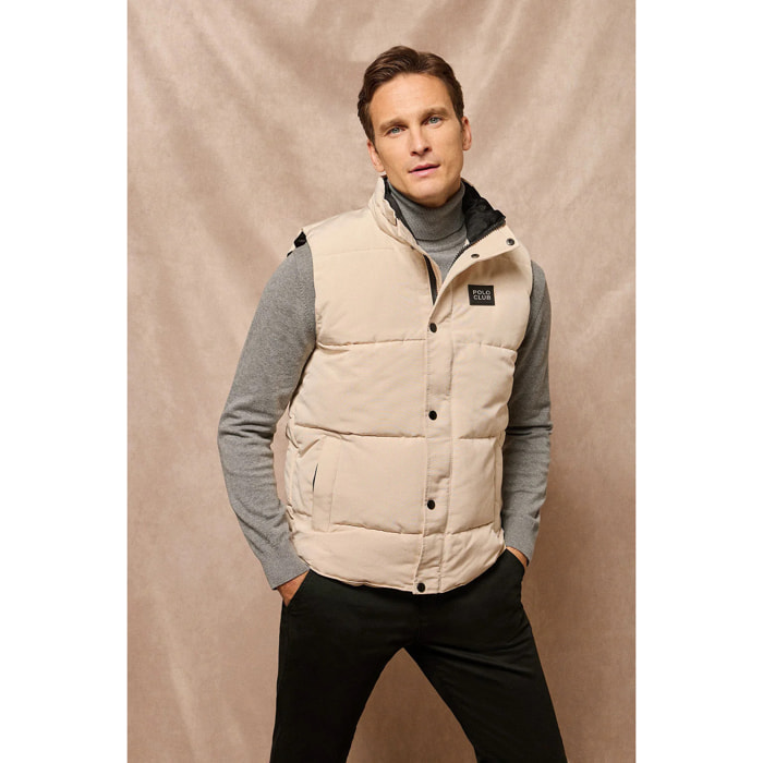 Gilet beige trapuntato con toppa in gomma Polo Club