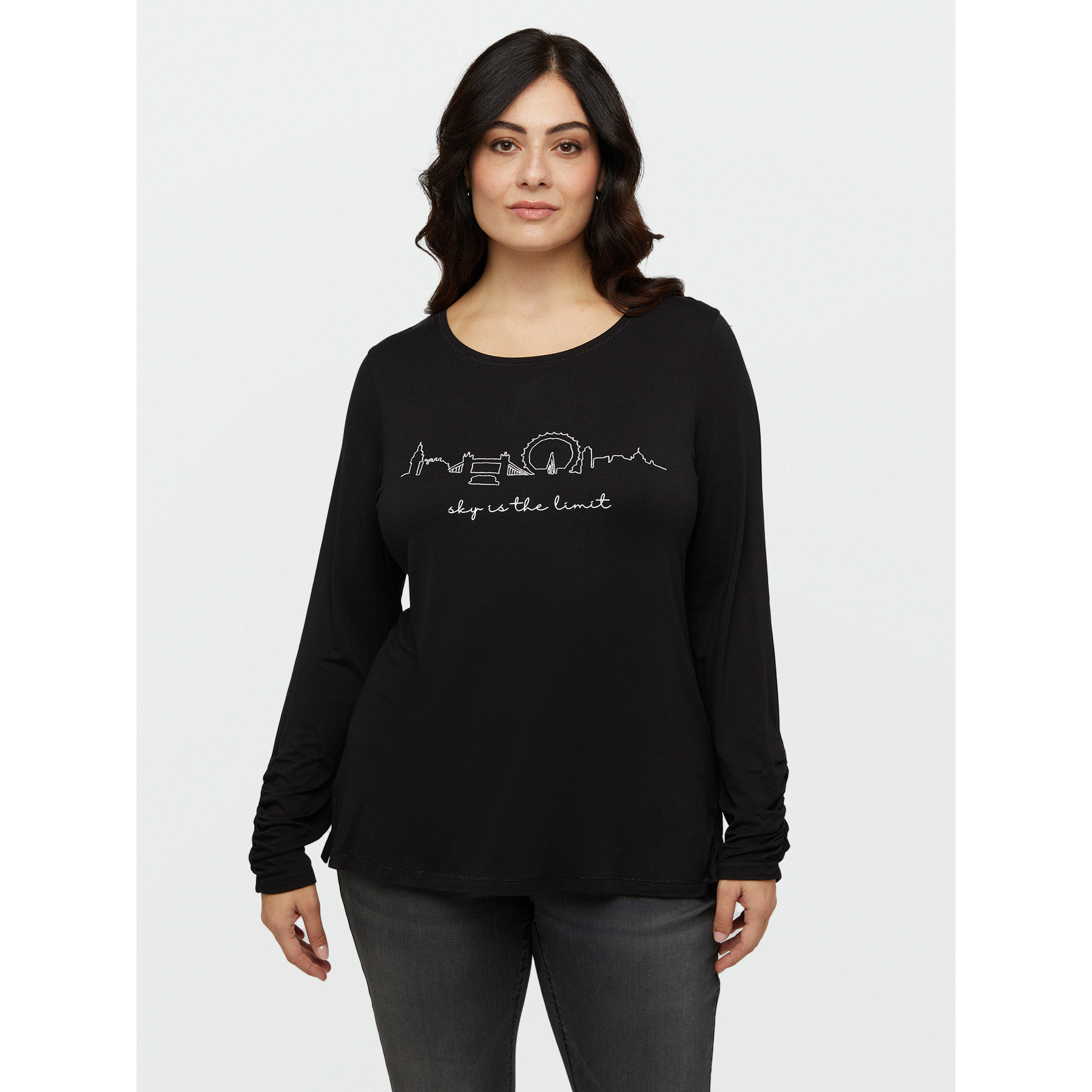 Fiorella Rubino - Camiseta con bordado skyline y texto - Negro