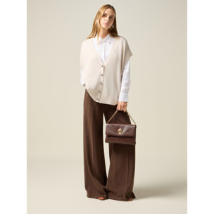Oltre - Pantalones palazzo de tencel - Marrón