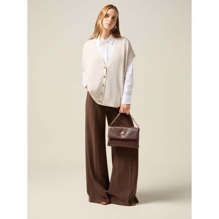 Oltre - Pantalones palazzo de tencel - Marrón