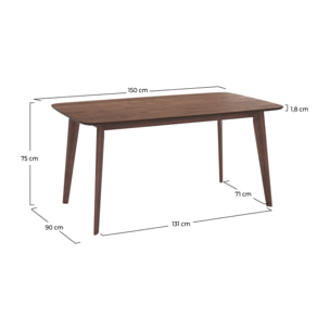 Table rectangulaire 6 personnes en bois foncé 150 cm - Oman