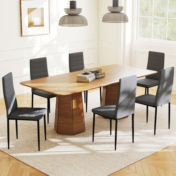 Pack de 6 Sillas de Comedor Modernas, Sillas de Cocina Tapizadas en Lino Sintético con Respaldo Alto y Patas de Metal, para Salón, Gris