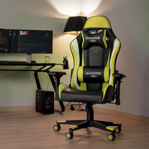 Silla de oficina gaming, silla con reposabrazos 4D, amarillo