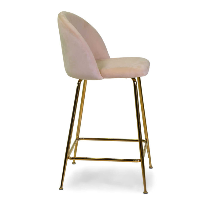 Sgabello Sammi Vacchetti in velluto crema con struttura oro cm44x48h91