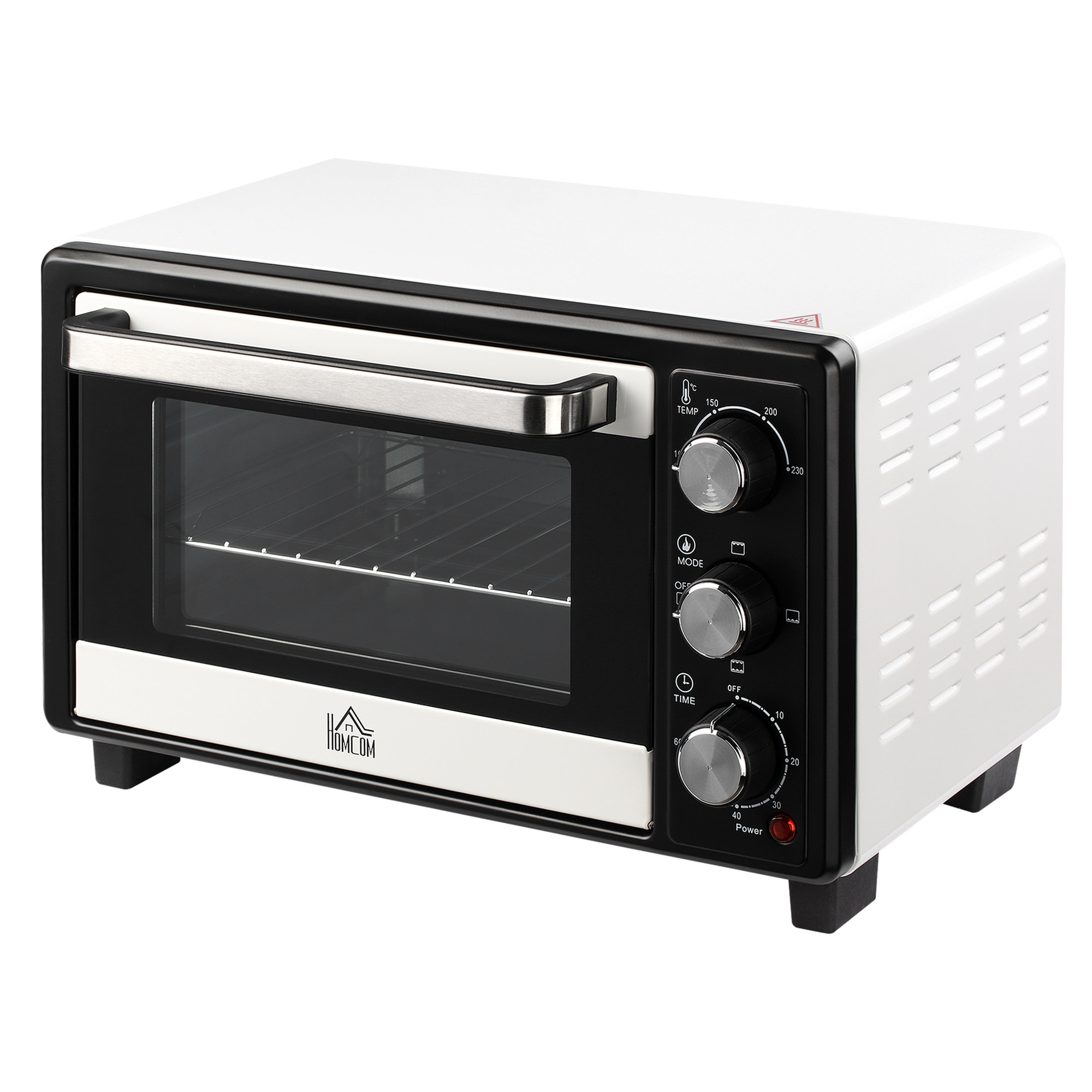 Horno Sobremesa Eléctrico 16L 1400W con 3 Modos de Calor Temperatura hasta 230 ℃ Temporizador 60 Minutos Bandeja de Horneado y Rejilla 44x32x28,1 cm Blanco y Negro