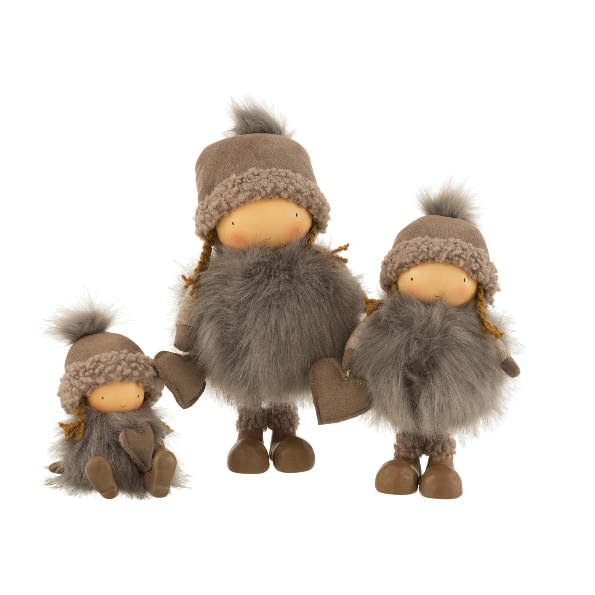 J-Line figurine Fille Hiver Coeur - polyrésine - gris - large - 2 pcs