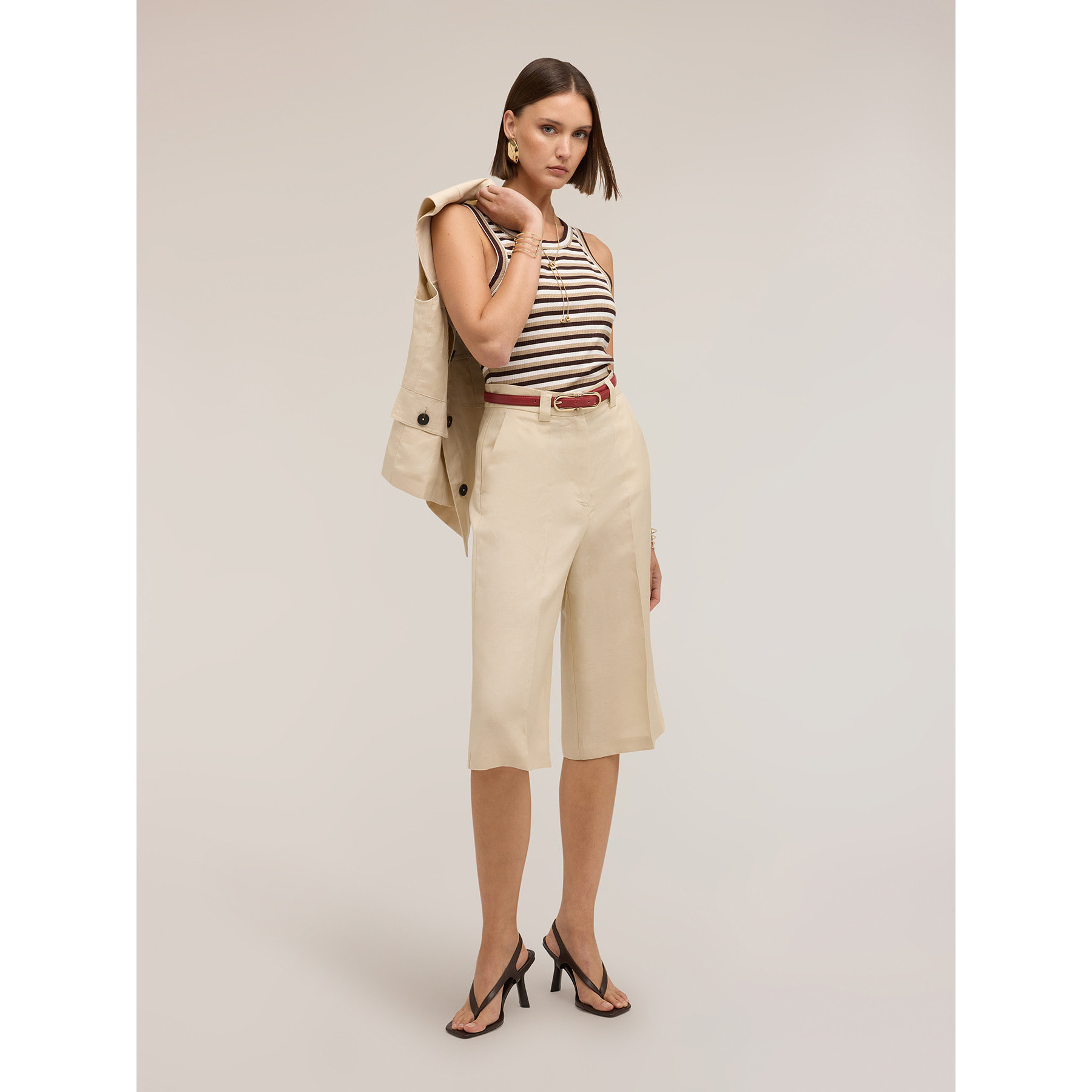 Motivi - Bermudas mezcla lino lyocell - Beige
