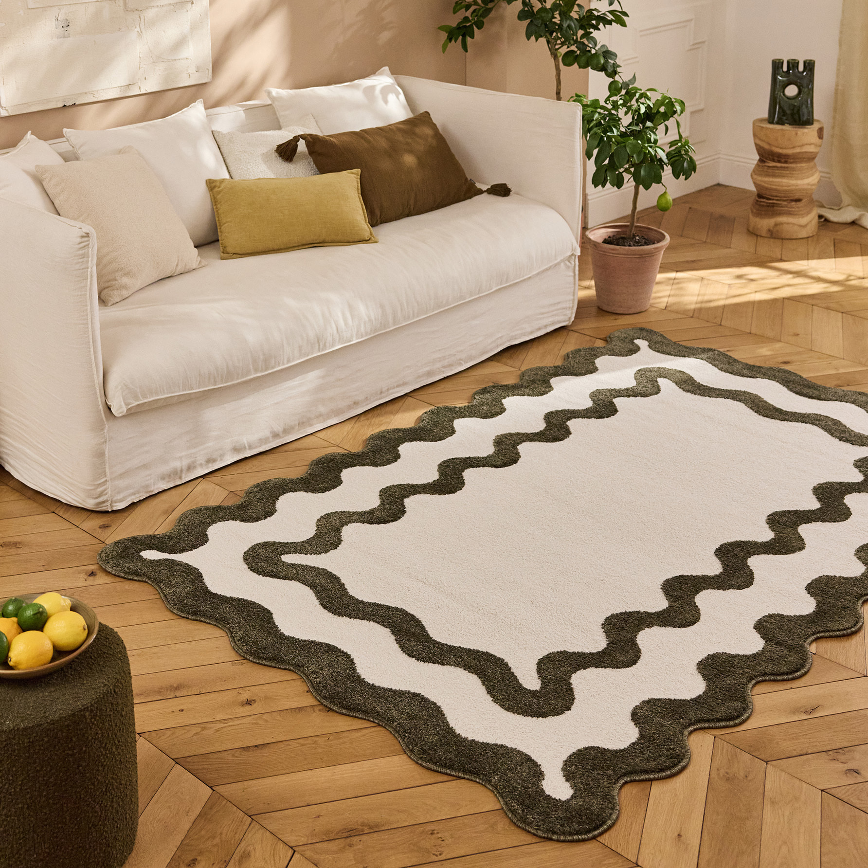 PANTONE - Tapis vert à bords festonnés TERRA DEL SOL
