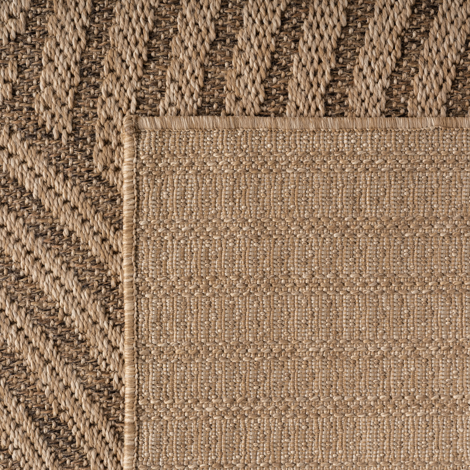 LINORA - Tapis intérieur/extérieur beige à motif géométrique naturel