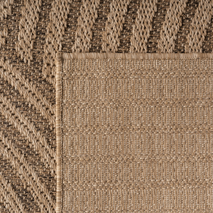 LINORA - Tapis intérieur/extérieur beige à motif géométrique naturel