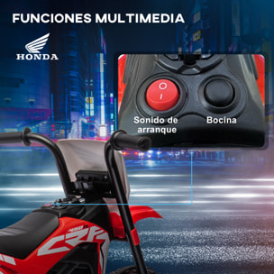 Moto Eléctrica con Licencia Honda CRF450RL para Niños de +18 Meses Motocicleta de Batería 6V con Velocidad 3 km/h Bocina y Sonido de Arranque Carga 25 kg 71x40,5x43,5 cm Rojo