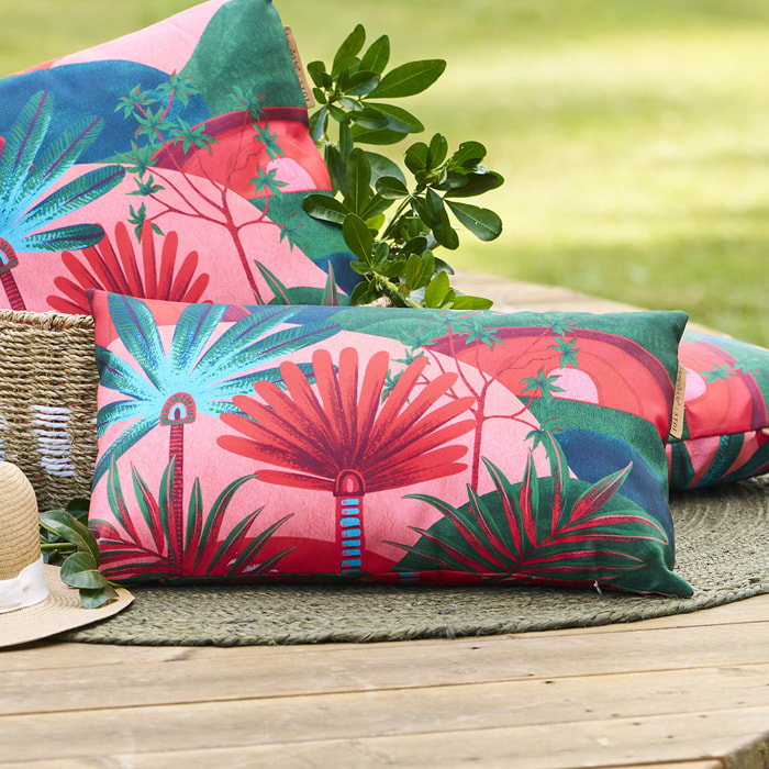 Coussin déco d'extérieur "Maoria" motif jungle 50 x 30cm en polyester