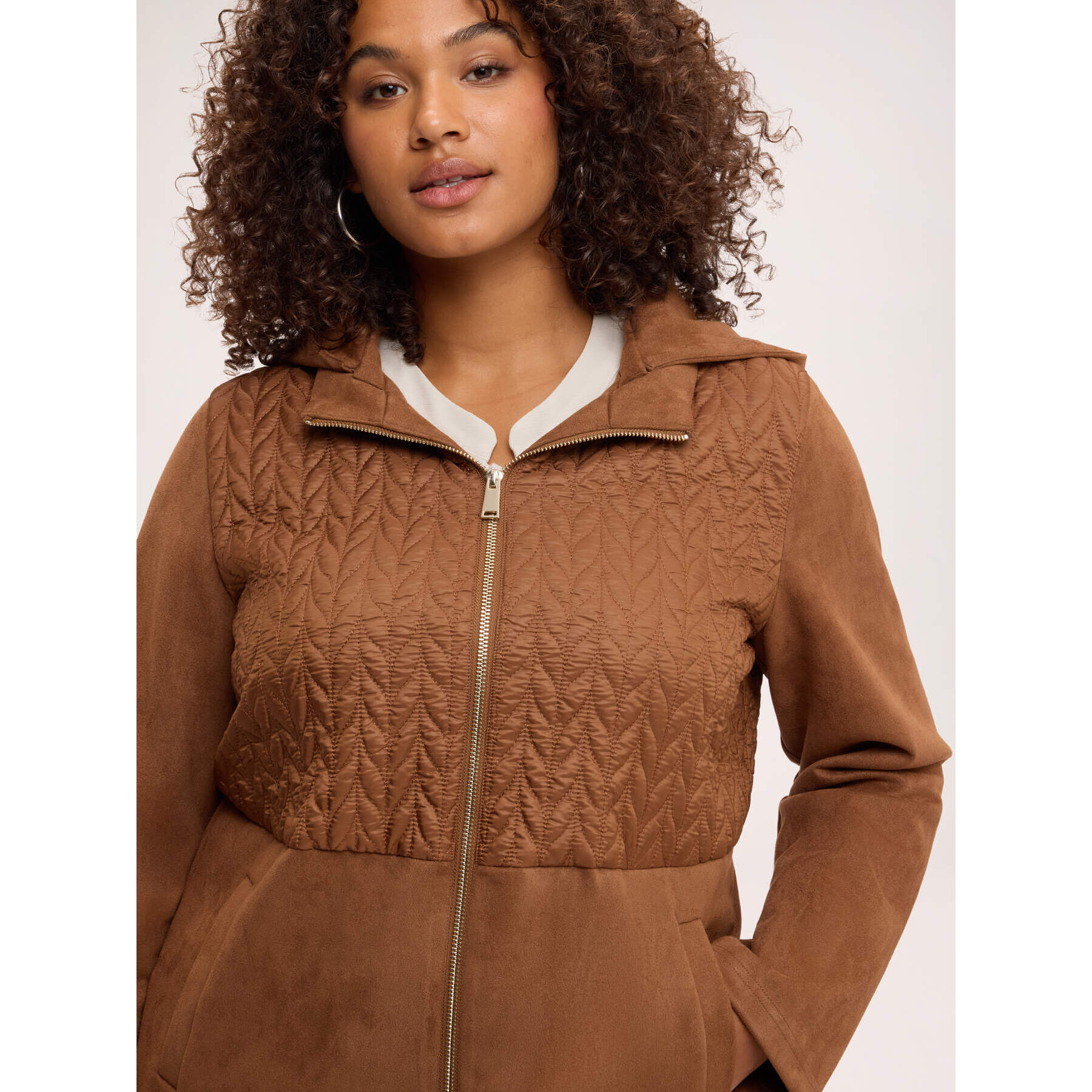 Fiorella Rubino - Giacca bimaterica soft touch - Marrone