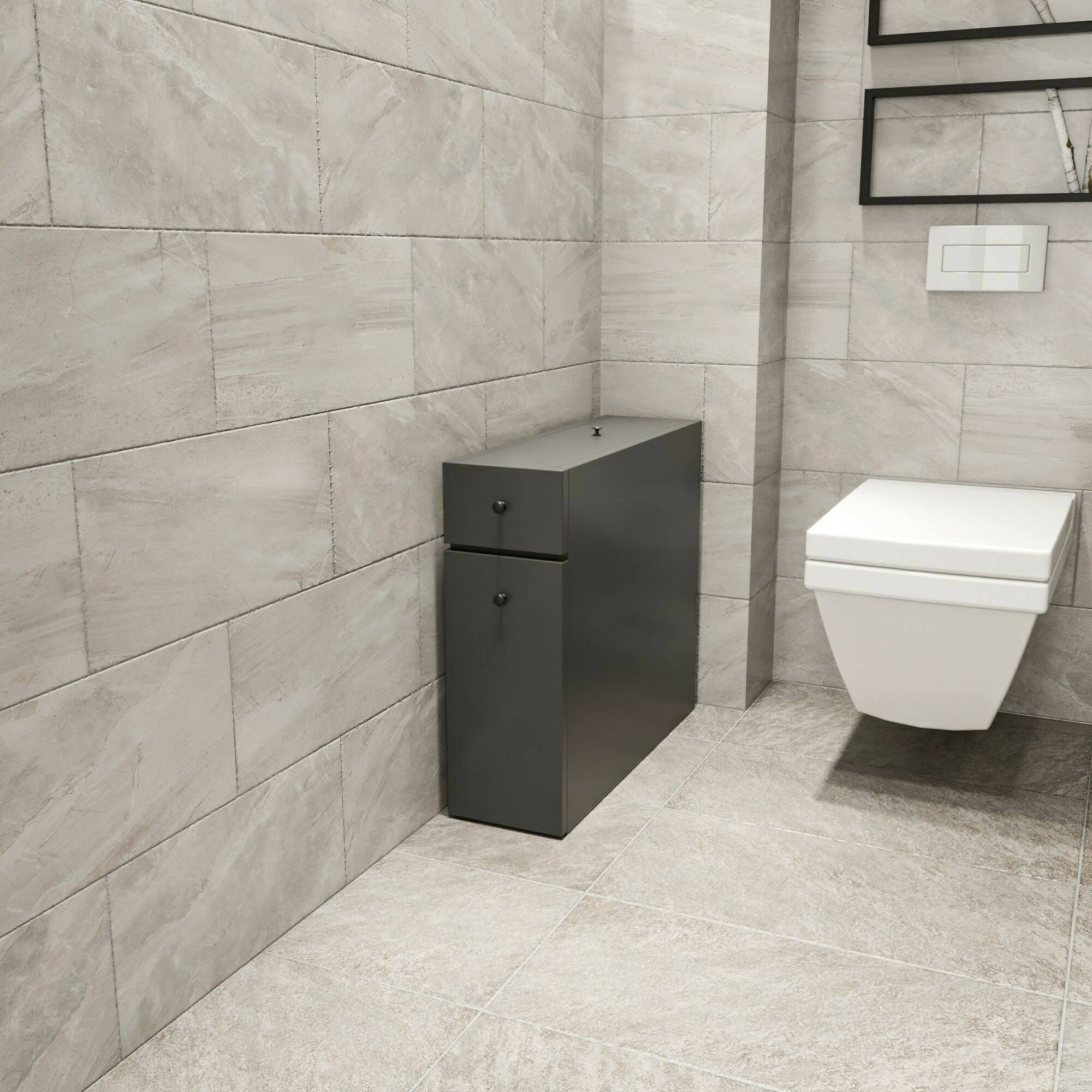 Mobile sottolavabo Isidora, Mobiletto da bagno, Contenitore porta lavabo, Armadio per lavandino, 20x60h55 cm, Antracite