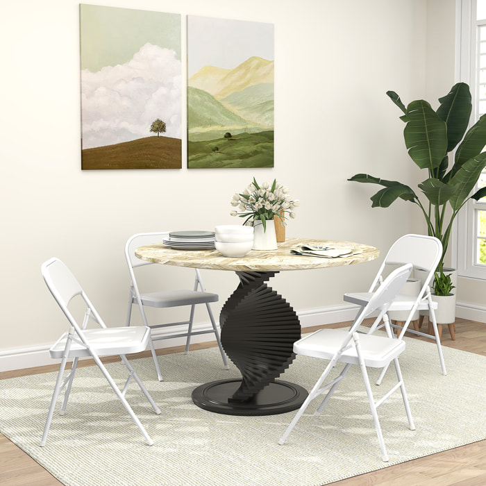 Juego de 4 Sillas Plegables Acolchadas con Respaldo y Estructura de Acero, para Salón, Comedor, Cocina, 45x46x78 cm, Blanco