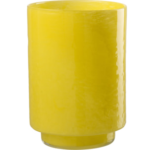 J-Line Vase Cylindre Relief - verre - jaune - medium