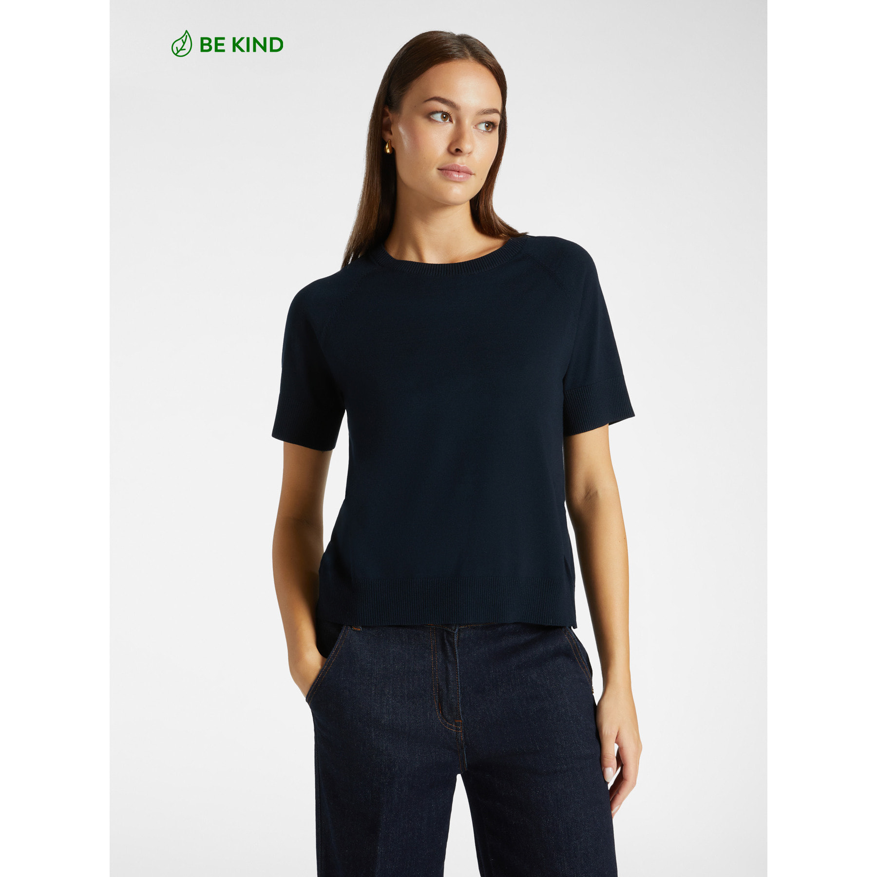 Elena Mirò - Jersey de manga corta en viscosa LENZING™ ECOVERO™ - Azul