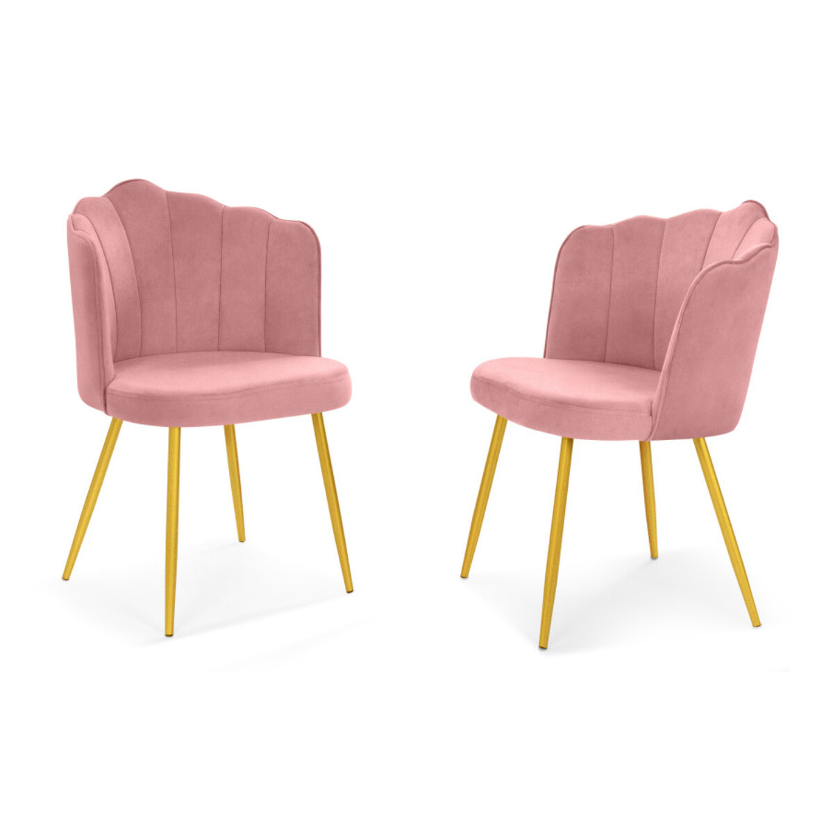 Chaises Arielle pieds dorés - Velours rose