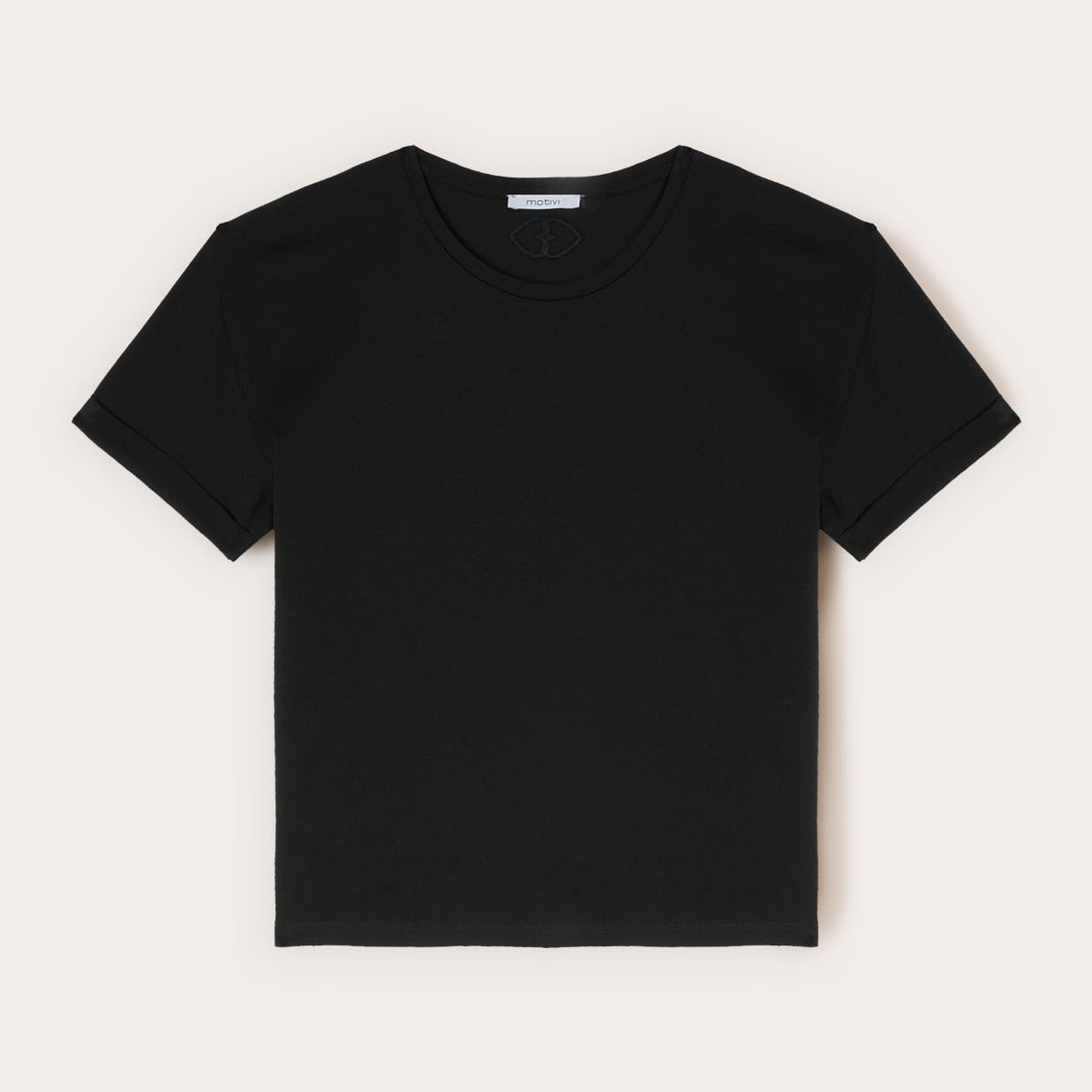 Motivi - Camiseta boxy con logo bordado - Negro