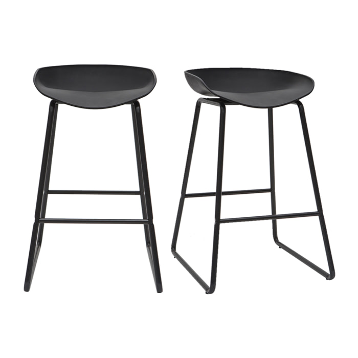 Tabourets de bar design noirs H65 cm (lot de 2) PEBBLE
