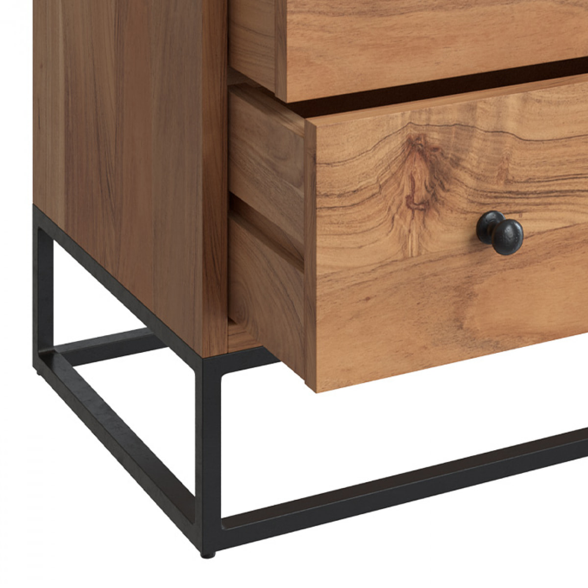 Commode en bois d'acacia et métal, 3 tiroirs - Alabama