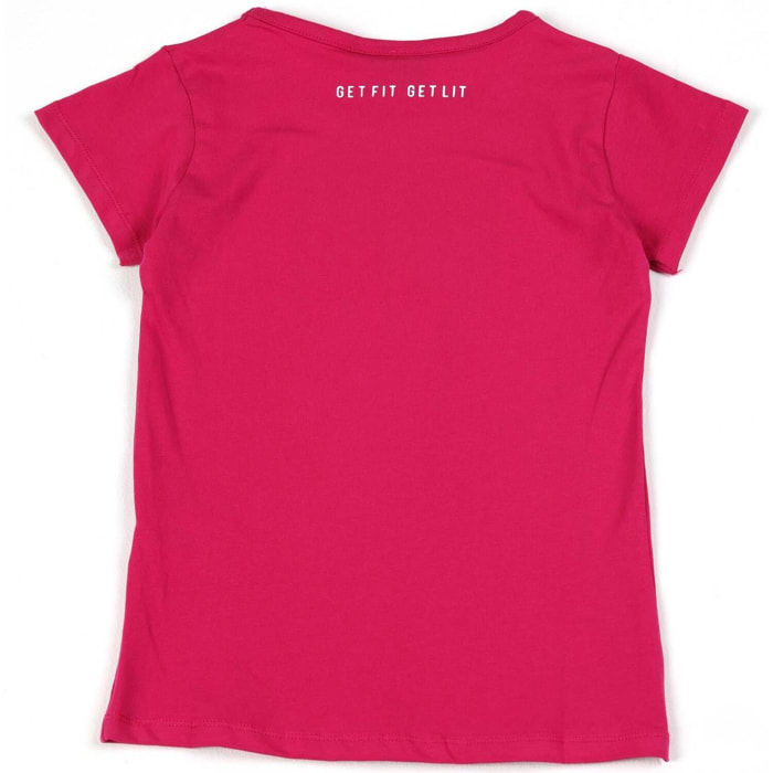 T-shirt a maniche corte da bambina in cotone Leone Multicolor