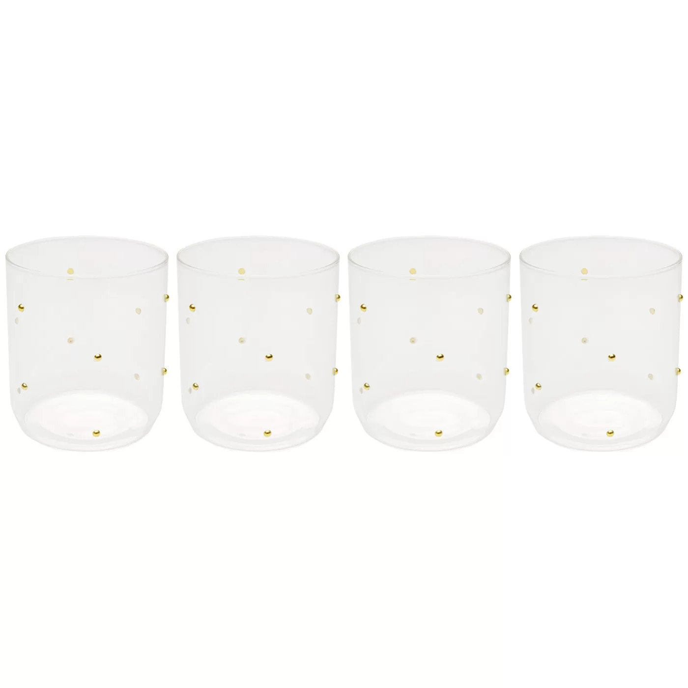 Verres à eau Glam Dots dorés set de 4 Kare Design