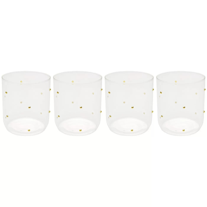 Verres à eau Glam Dots dorés set de 4 Kare Design
