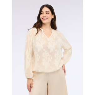 Fiorella Rubino - Blusa stampa floreale con scollo a V - Beige